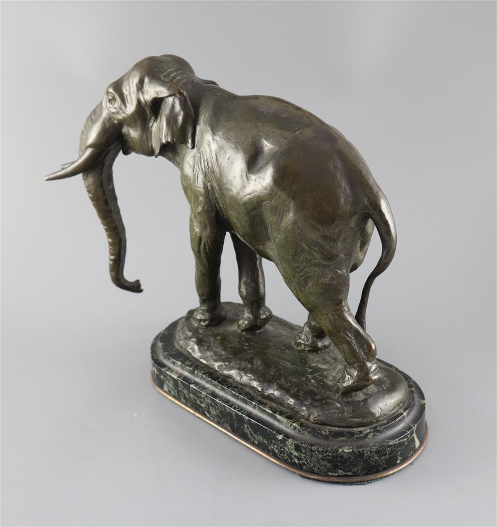 Alfred Barye (French, 1839-1882). A patinated bronze Elephant d’Asie, height 12.25in.